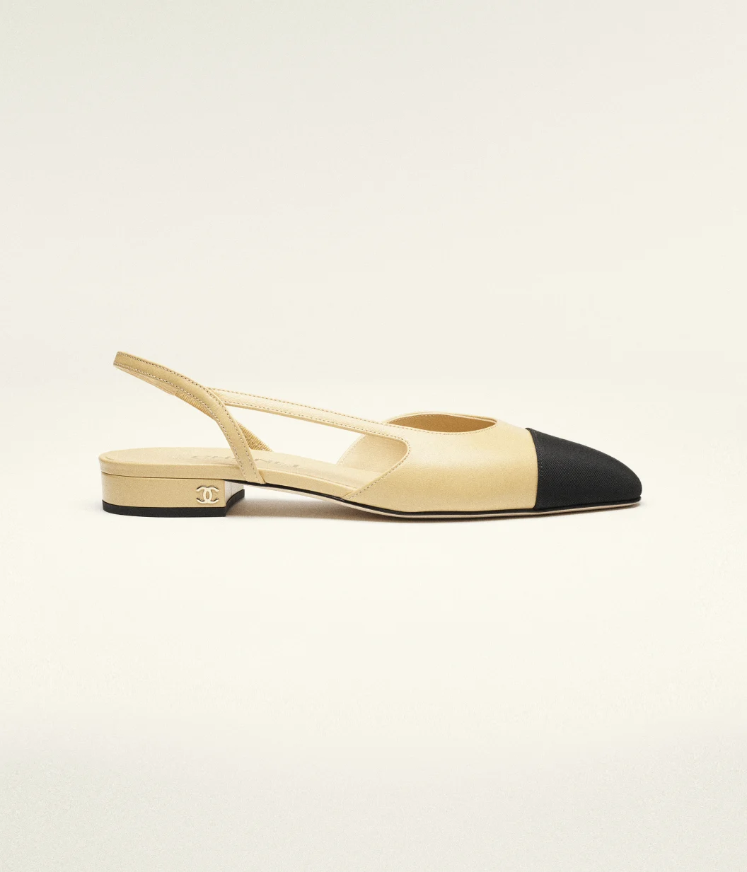 CHANEL FLAT SLINGBACK BLACK/BEIGE