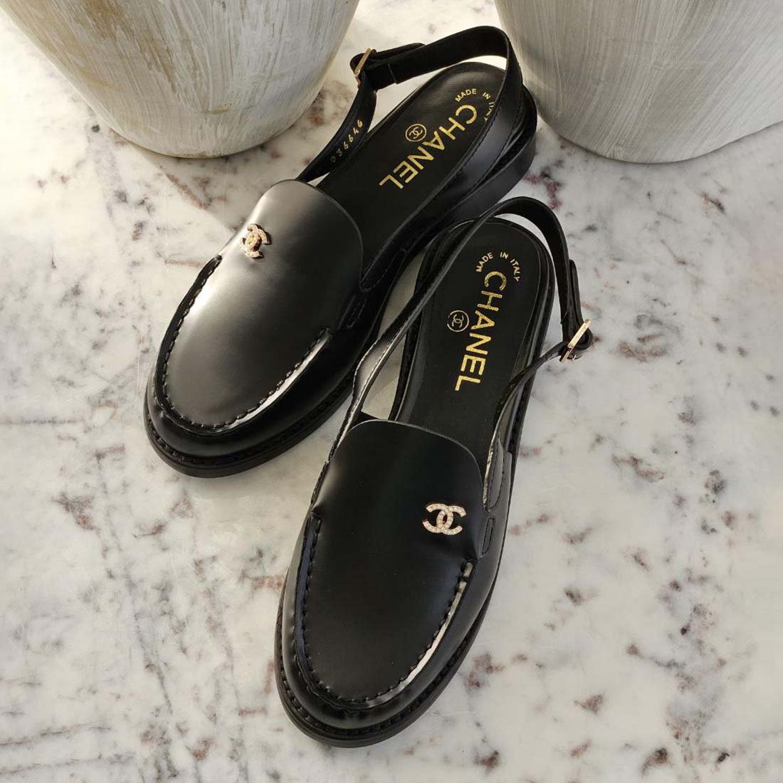 CHANEL OPEN LOAFER BLACK