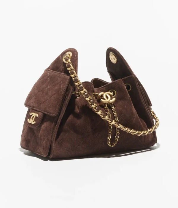 CHANEL 25 HOBO BAG BROWN SUEDE